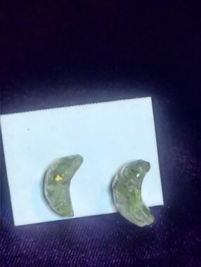 Green Peridot Crescent Moon Earrings